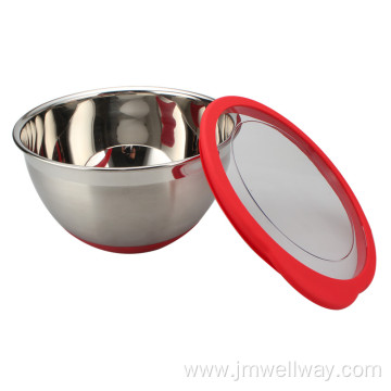 Stainless Steel deep Bowl Set With Plastic Lids